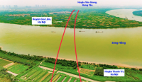 Toàn cảnh khu vực được quy hoạch xây cầu vượt sông Hồng, xung quanh là 3 siêu đô thị trị giá 13 tỷ USD lớn bậc nhất phía Bắc